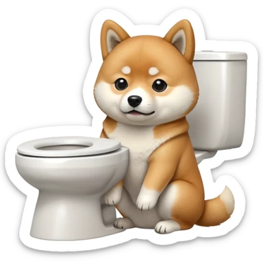 A Shiba Inu sitting on the toilet sticker