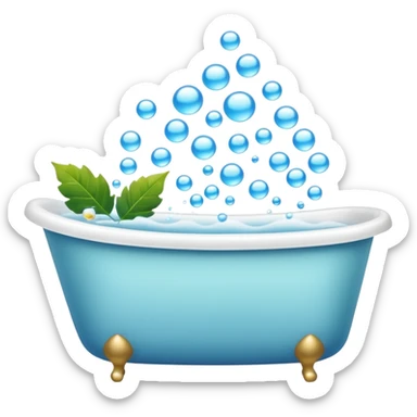 Bathtub with leaves for bubbles and steam  sticker