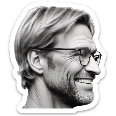 smiling jurgen klopp resting head on hands sticker