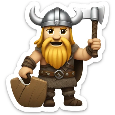 A viking with axe in hand and rock on symbol in other sticker