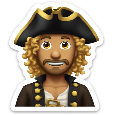 Make a pirate one-piece character with a tanned complexion and curly hair  sticker