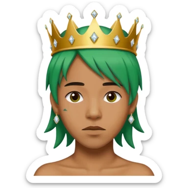 person emoji with green hair and diamond crown inspired by Frank Ocean and Kendrick Lamar sticker