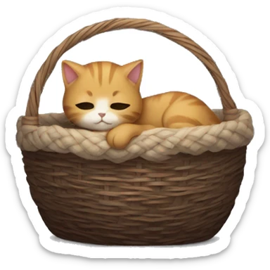 Kitten curled up in a basket dark academia aesthetic sticker
