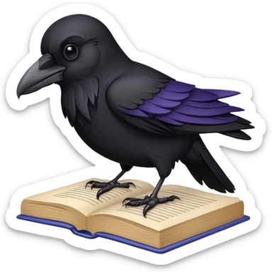 Raven on book sticker