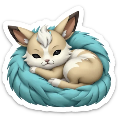 Animalistic tired sleeping snoozing snoring kawaii chibi sleepy happy glad somber mongral Meloetta-Absol-Zekrom-Gatomon-Pteromon-hybrid sticker