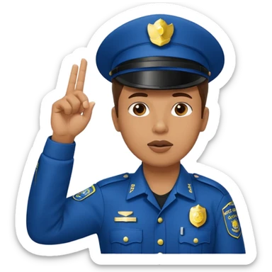 police officer facing forward blowing a whistle one hand up in a stop gesture sticker