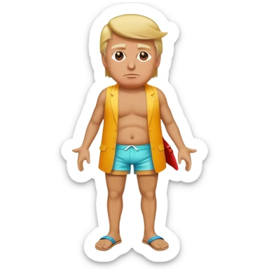 full body Trump standing in beach outfit sticker