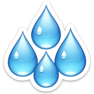 three equally sized droplets stacked on top of each other with two other droplets going outward from the middle droplet sticker