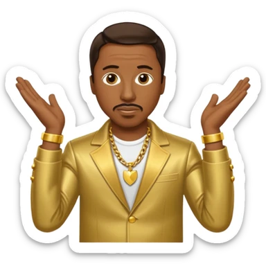 MC Hammer with dark brown hair, gold outfit sticker