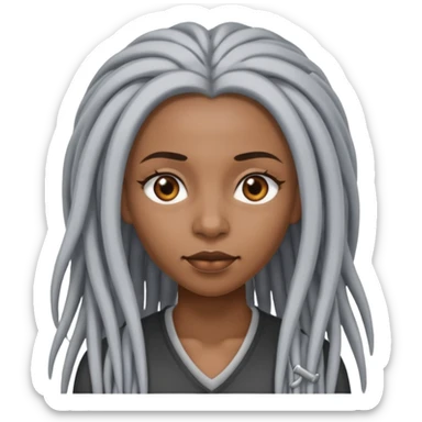 black woman with grey eyes with long silver dreadlocs sticker