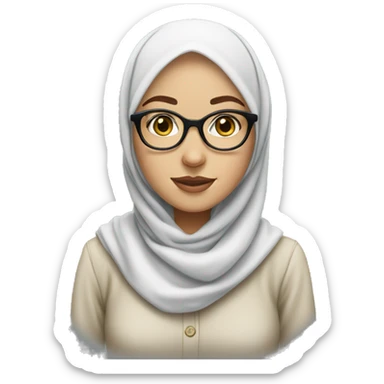 White pretty girl wearing hijab and glasses  sticker
