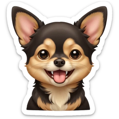 A high-resolution digital illustration of a cute black and tan chihuahua yawning. portrait in a clean, semi-realistic style sticker