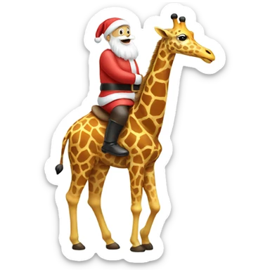 Santa riding a giraffe  sticker