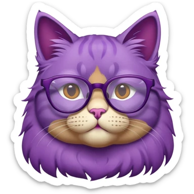 purple cat wearing glasses sticker