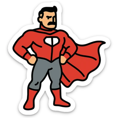 Omni Man cape flowing, strong silhouette sticker