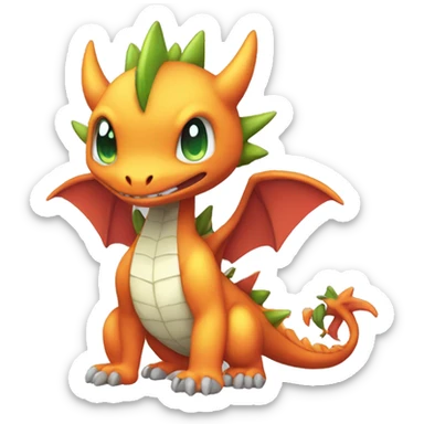 Kawaii Edgy Bright Dragon Pokémon Fakemon full body sticker