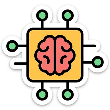 AI circuit icon with lineal color and black outlines sticker