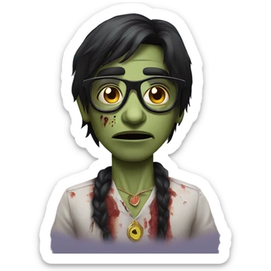 indian zombie with glasses with a love eperssion black hair sticker