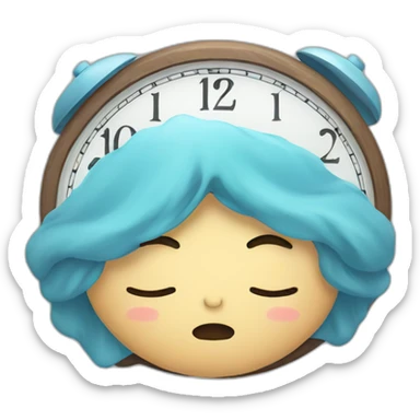 sleep face with clock sticker sticker