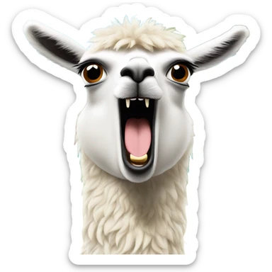 Llama in a zoo screaming as loud as he can sticker