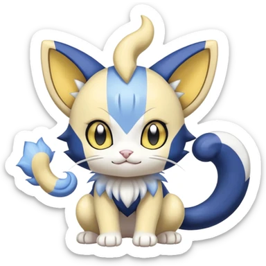 Shiny Cute Adorable Meowth-Shinx-Meowstic-Hybrid-Creature with pattern-markings sticker