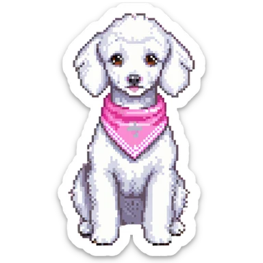 white poodle with pink bandana sticker