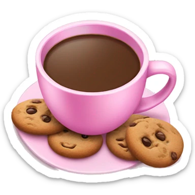 Pink coffee with cookies sticker