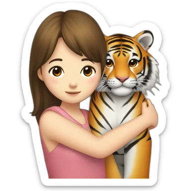 Tiger in arm of Japanese  girl  sticker