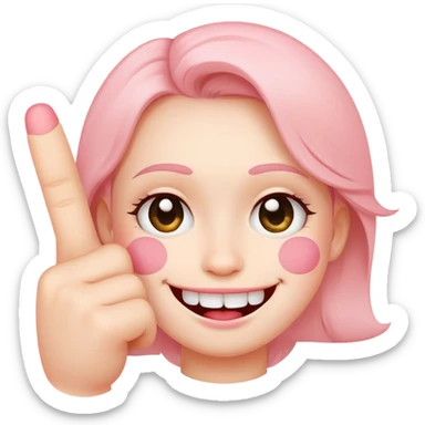Smily face with blush and a middle finger sticker