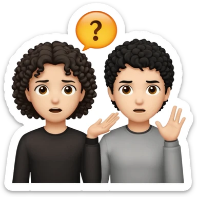 Un garçon cheveux boucle et yeux marron clair et une fille cheveux noir côte à côte se disputant sticker