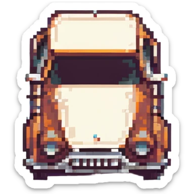 classic vintage car with blocky shapes and retro colors in pixel art style sticker