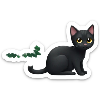 black cat and another black cat with a bit of white spots under a christmas tree sticker