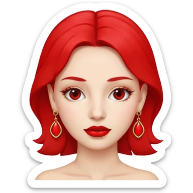kırmızı küpeli kadın sticker