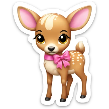 fawn with pink bow sticker