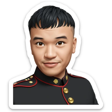 military boy in black uniform sticker