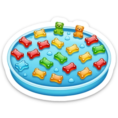 Puddle with tiny gummy bears in it  sticker