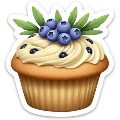 Lavender flower sprig muffin with blue berries sticker