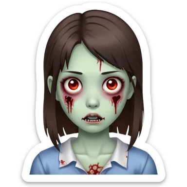 zombie girl brunette hair and asian sticker