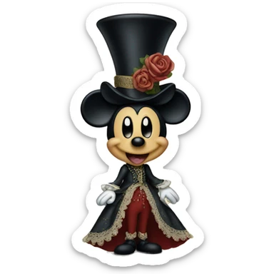 Mickey mouse in a victorian gown sticker