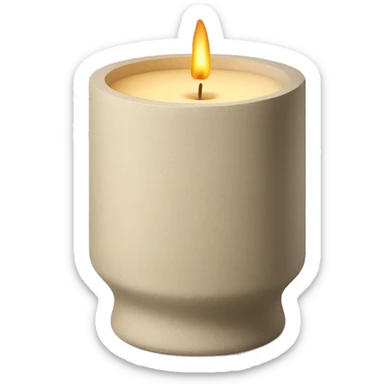 candle in beige concrete ridged vessel sticker