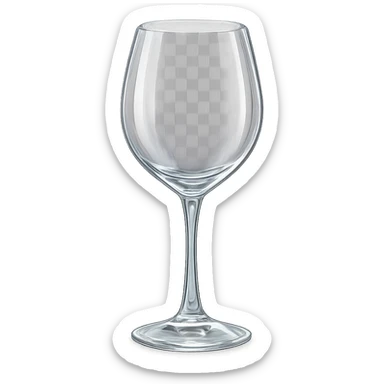 Create a simple and luxurious wine glass icon with a real glass feel, transparent background. The style should convey elegance and realism, focusing on the delicate and clear glass texture, inspired by the referenced wine glass images. sticker