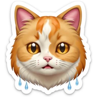 Een japanse cat die aan het wenen is is sticker