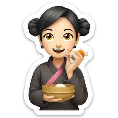 a girl eating dimsum sticker