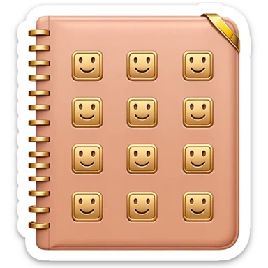 modern elegant planner with checkmarks emoji, 3D style, soft terracota beige or pink and gold, clean design sticker