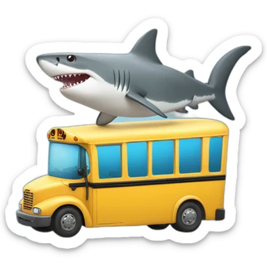 shark driving a school bus sticker