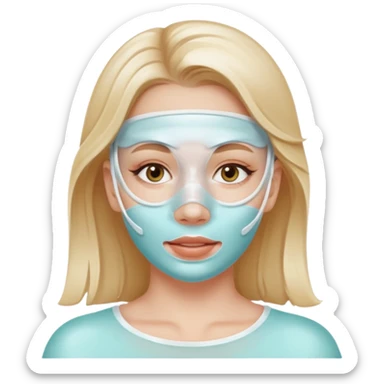 White girl doing skincare white jel mask all over face  sticker