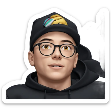 boy in black hoodie portrait sticker