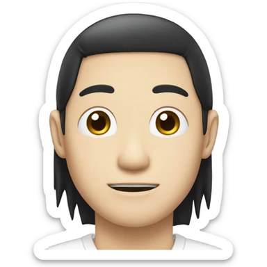 man from japan with white skin and black hair, wear casual shirt , closeout face sticker