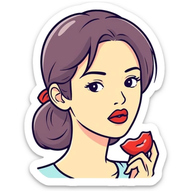 Woman biting lip sticker