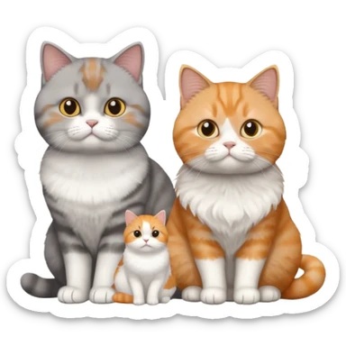 Grey coloured British shorthair cat and a white-ginger cat sticker